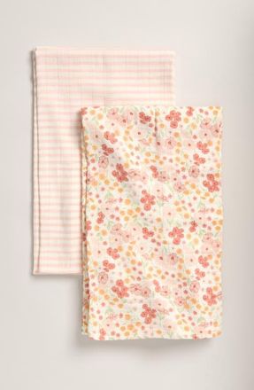 Nordstrom 2-Pack Assorted Muslin Swaddles in Ivory-Orange Poppy Garden Pack at Nordstrom