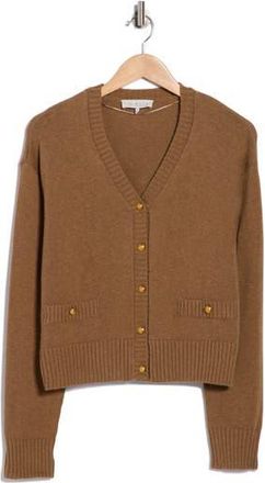 Wayf Button Front Cotton Cardigan in Mocha at Nordstrom Rack, Size X-Small