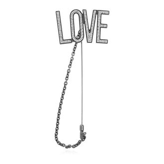 Moschino Broche met de inscriptie Love - Dames - Broches - Grijs - ONE Size - Accessoires