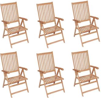 vidaXL Vidaxl - Sillas De Jard&iacute;n Reclinables 6 Unidades Madera Maciza De Teca