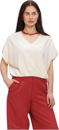 Summum Overhemden, Dames, Beige, S, Polyester, V-Hals Trui Viscosemix Knit