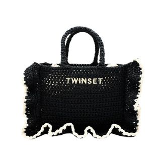 Twinset Tote Bags, female, Black, Size: ONE SIZE Medium Tote Bag