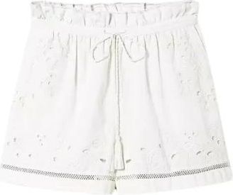 Twinset Geborduurde Shorts in Mussola - Dames - Bermuda - Wit - M - Korte Broeken