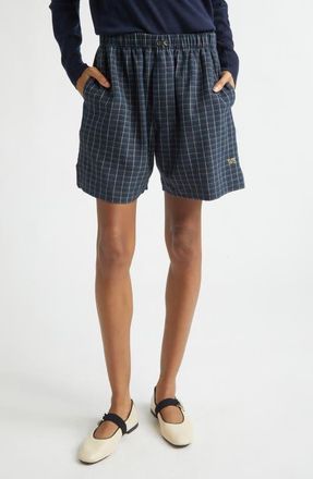 Wales Bonner Sunday Check Linen Shorts in Navy /Ivory /Rust at Nordstrom, Size Medium