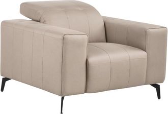 Beliani Sill&oacute;n De Piel Sint&eacute;tica Moderno Con Reposacabezas Ajustable Y Patas De Metal Gris Pardo Ommel