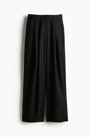 H&M Bundfaltenhose aus Twill - Schwarz