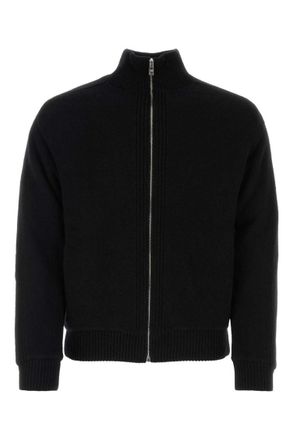 Prada Black Logo Wool Cardigan