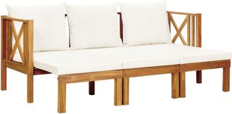 vidaXL Banco Jard&iacute;n 3 Plazas Con Cojines Madera Maciza Acacia 179 Cm Vidaxl