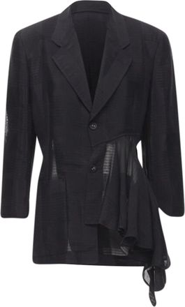 Comme Des Garçons Comme Des Garcons s ruffle draped checked sheer blazer jacket
