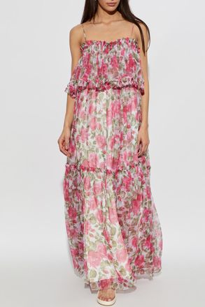 Chlo&eacute; Silk Dress With Floral Motif, Womens, Pink