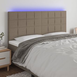 vidaXL Cabecero Con Luces Led Tela Gris Taupe 200x5x118/128 Cm Vidaxl
