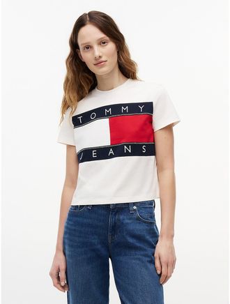 Tommy Hilfiger Womens Tommy Jeans Big Flag Logo T-Shirt - White - XL