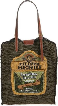 Anya Hindmarch Olive Oil Woven Raffia North/South Tote in Khaki at Nordstrom