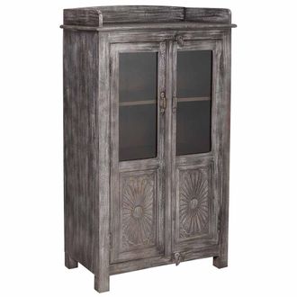 Wanderlust Deco Vitrina De Madera De 2 Puertas Acabado Artesanal Envejecido 74x41x128