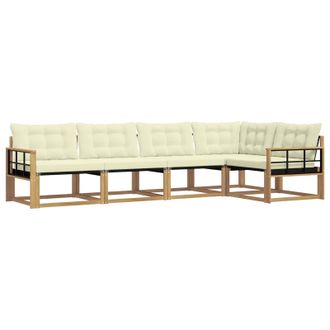 vidaXL Conjunto De Sof&aacute;s De Exterior Con Coj&iacute;n 5 Pcs Blanco Y Crema Vidaxl