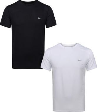 Reebok Mens T-Shirt 2 Pack Clancy for Men Black and White Plain Standard T-Shirt Classic Design Underwear, S