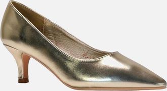 XY London Womens XY London Womens/Ladies Cali Metallic Low Kitten Heel Court Shoes - Gold - Size: 4