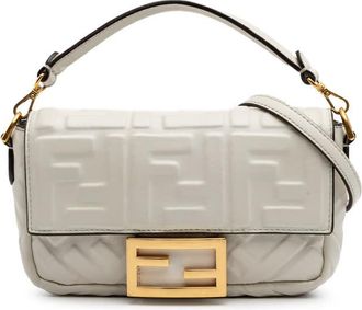 Fendi Pre-owned Fendi Mini Zucca Embossed Leather Baguette Satchel Ladies CSQYS4V2OVR08EB7