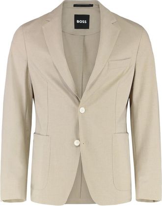 HUGO BOSS Enkelrijige jas met twee knopen - Heren - Blazers - Beige - M - Wol - Jassen