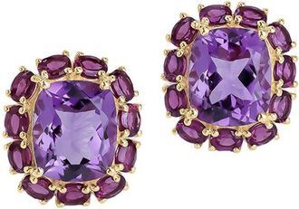 Tiramisu Plated 2.84 Ct. Tw. Purple Amethyst, Rhodolite Garnet Stud Earrings