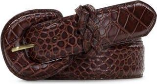 Patricia Nash Selena Croc-Embossed Leather Belt in British Tan at Nordstrom Rack, Size Medium