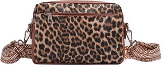 Generic Women Leopard Leather Crossbody Bag Multiple Pockets Clutch Purse (Brown)