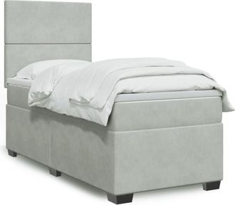 vidaXL Vidaxl - Cama Box Spring Con Colch&oacute;n Terciopelo Gris Claro 100x200 Cm