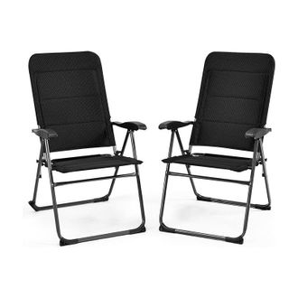 Costway Costway - Set di 2 Sedie da Giardino, Poltrona Reclinabile da Giardino con Schienale Regolabili a 7 Posizioni, Sedia Pieghevole Imbottite per