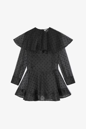 Ganni Black Organza Circle Collar Dress - Size 10/12