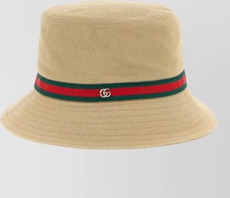 Gucci web grosgrain ribbon cotton bucket hat
