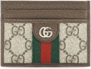 Gucci Tarjetero GG Supreme Canvas con Raya Web - Accessories - Mujer - Marr&oacute;n - ONE SIZE