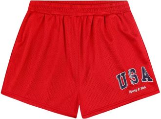 Sporty & Rich USA Mesh Disco Short - Dames - Bermuda - Rood - XS - Polyester - Korte Broeken