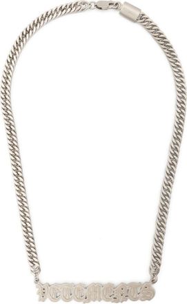 VETEMENTS Gothic logo-plaque necklace - men - Brass - One Size - Silver