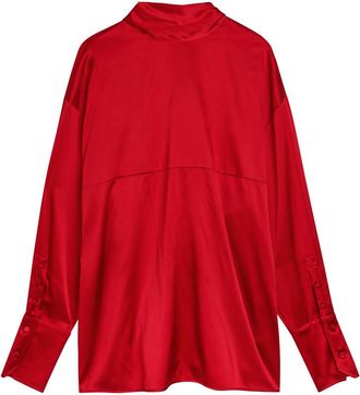 ARMARIUM Elide Scarf-effect Stretch-silk Blouse - Red - 44 (UK12 / M)