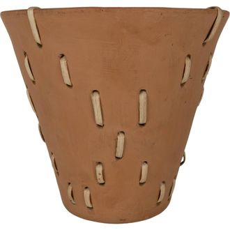Foreside Home And Garden Diamond Weave Terracotta & Cane Planter in Orange at Nordstrom