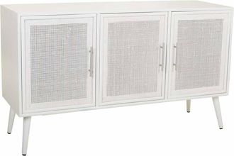 Wanderlust Deco Aparador De Madera Y Rejilla Blanco 120x41.5x71