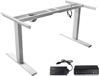 OEM Estructura De Escritorio El&eacute;ctrica Regulable En Altura, Dise&ntilde;o De Doble Motor, Construcci&oacute;n Robusta De Acero, Color Blanco, Dos Secciones