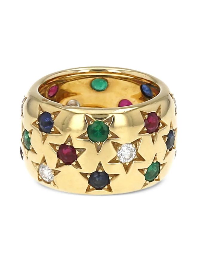 Lot De 3 Bagues En Or 18 Carats Avec Pierres Précieuses (Rubis, Émeraude) - Taille 55 - Occasion