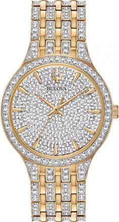 Bulova 98A229 Mens Crystal Phantom Watch - Gold - One Size