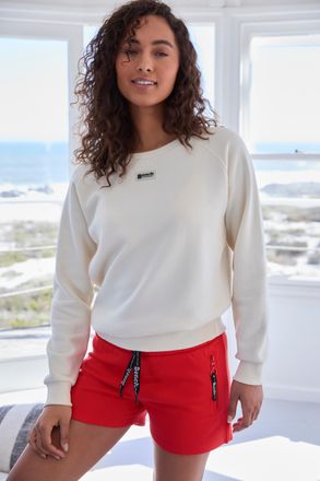 Bench Sweatshorts BENCH. LOUNGEWEAR, Damen, Gr. 40/42, N-Gr, weiss (rot), Sweatware, Obermaterial: 60% Baumwolle, 40% Polyester, unifarben, bequem kurz, Hos