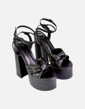 XY London Womens XY London Womens/Ladies Faylinn Chunky Ankle Strap High Block Heel Platform Shoes - Black - Size: 6