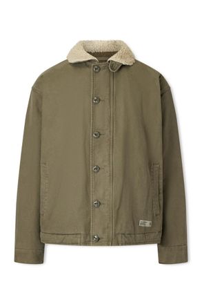 Neighborhood N-1 Fleece-Trimmed Logo-Print Padded Cotton Jacket