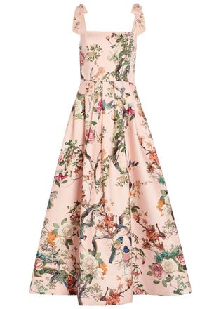 Alice & Olivia Hana Floral-print Stretch Cotton-sateen Midi Dress - Pink - 6 (UK10 / S)
