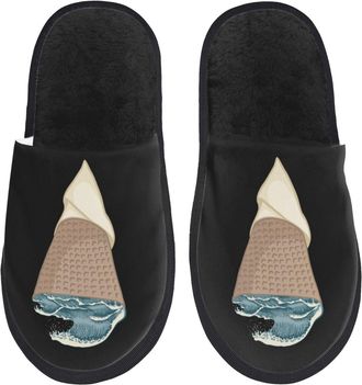 Generic Fluffy Slippers Ice Cream Wave Sea Slippers Non Slip Soft Slipper For Winter Guest Women L