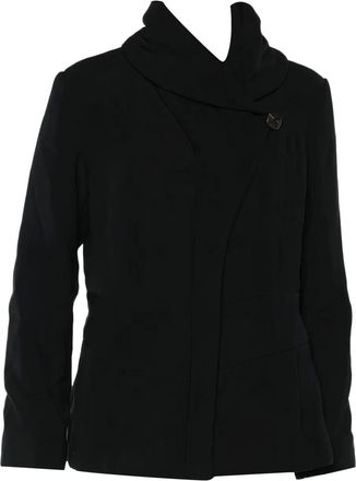 Giorgio Armani zip front collar jacket - Black
