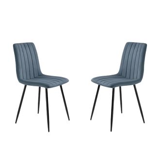 MondoViro Juego de 4 sillas de tela azul cm 45x54 88h