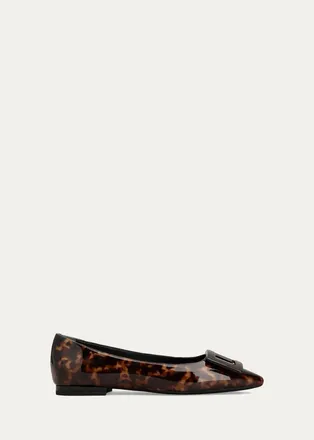Roger Vivier Gommettine Turtle Printed Leather Ballerina Flats