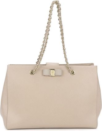 Ferragamo Beige Leather Tote Bag (Pre-Owned)
