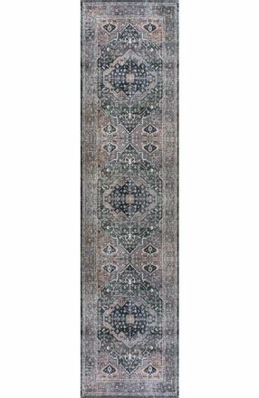 Jonathan Y Designs Alacati Ogee Medallion Machine-Washable Area Rug in Dark Green/dark Beige at Nordstrom, Size 4Ft 0In X 6Ft 0In