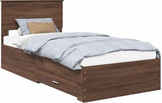 vidaXL Bed Frame Brown Oak and Silver 90 x 190 cm Engineered Wood vidaXL